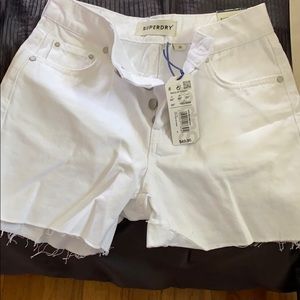 Super dry white jean shorts